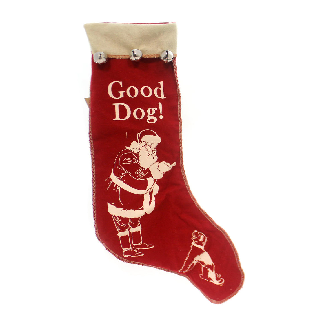 Christmas Good Dog Stocking Fabric Santa Jingle Bells Puppy 16696