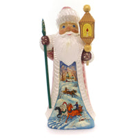 (31700) Christmas Russian Santa & Lantern, 11.75 Inch, Sleighride Craved Folkart Russian Lantern