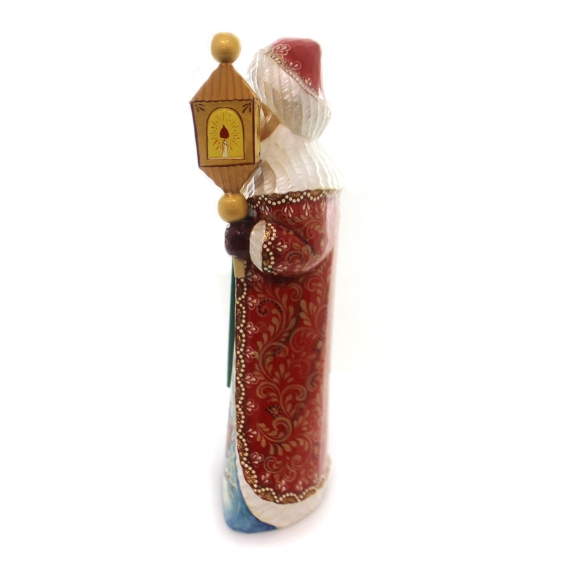 (31700) Christmas Russian Santa & Lantern, 11.75 Inch, Sleighride Craved Folkart Russian Lantern