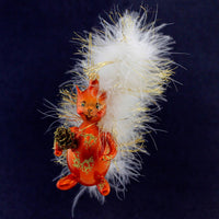 (31991) De Carlini Italian Ornaments Marabout Tail Squirrel, 4.00 Inch, Ornament Italian Rodent A1905