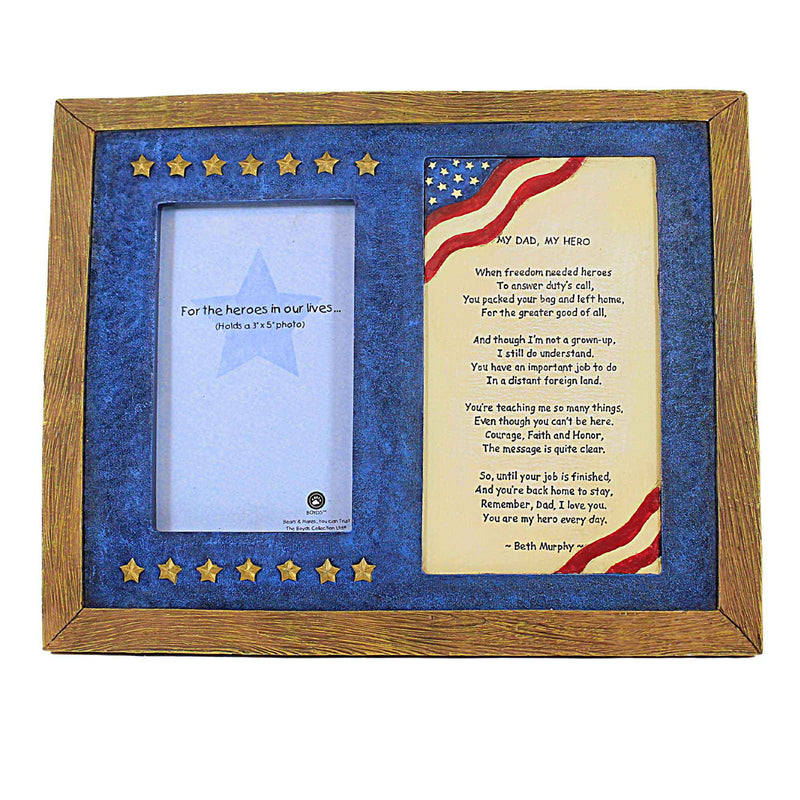 (3369) Boyds Bears Resin My Dad My Hero Frame, 8.00 Inch, Patriotic 27328