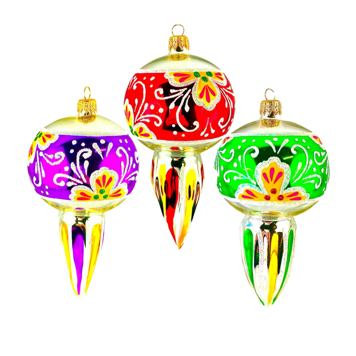 (63930) Pre-Order The Ornament King Penelope 3Pc Set, 7.00 Inch, Retro Cone Fluted Ornament Set 47007 Set