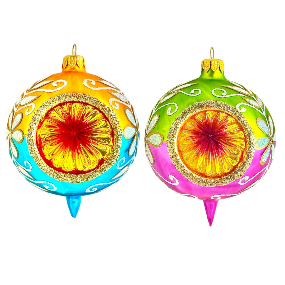 (63934) Pre-Order The Ornament King Arielle 2Pc Set, 4.00 Inch, Lemon Reflector Drop Ornament Set 48031 Set