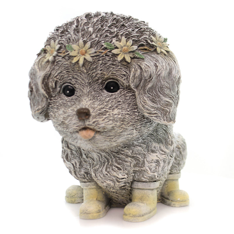 (36446) Home & Garden Rainy Day Pudgy Dog, 9.00 Inch, Boots Puppy Statue 11317