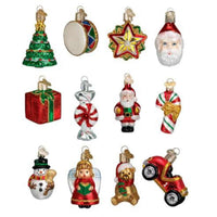 (36807) Old World Christmas Mini Christmas Set, 2.75 Inch, Ornament St/12 Santa Star 14018