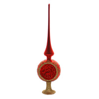 (37323) Inge Glas Blossom Reflection Shiny Red, 14.50 Inch, Tree Topper Finial Standing 20085R033