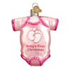 (37604) Old World Christmas Pink Baby Onesie, 3.25 Inch, Ornament First Christmas 32338