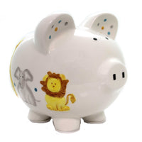 (37629) Child To Cherish Sweet Safari Piggy Bank, 7.75 Inch, Elephant Giraffe Lion 36871