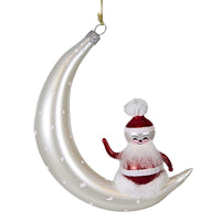 (37699) De Carlini Italian Ornaments Santa Landing, 4.75 Inch, Ornament Crescent Moon Italian Bn325