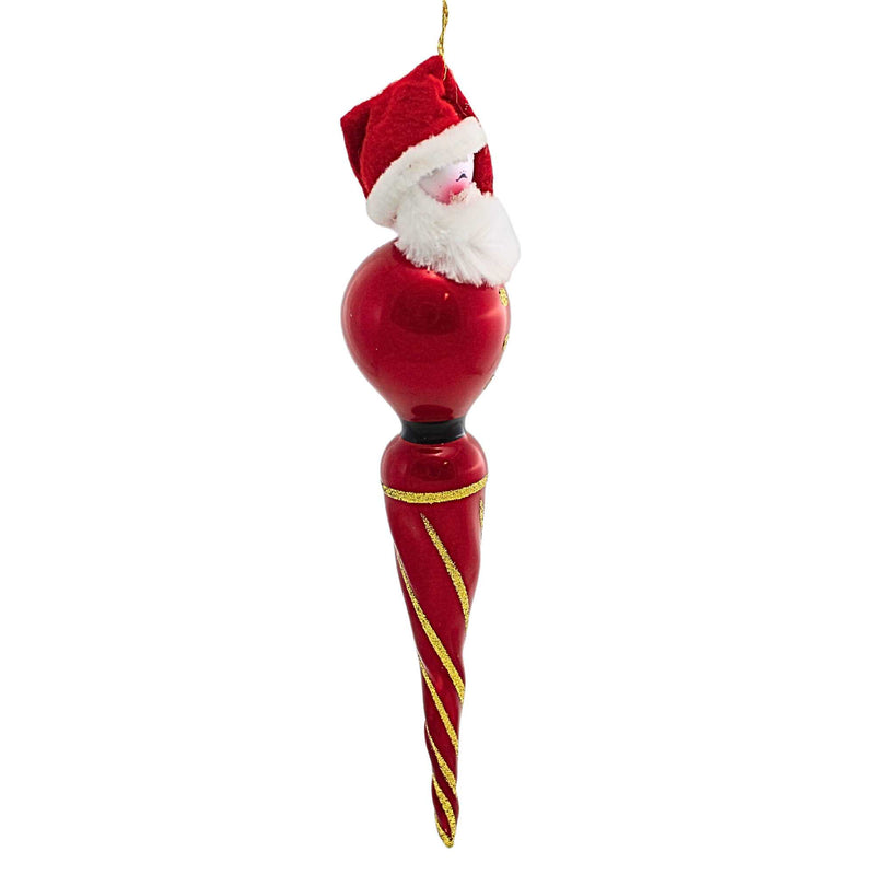 De Carlini Italian Ornaments Red Icicle Santa - - SBKGifts.com