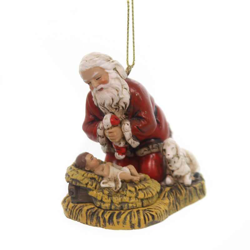 Holiday Ornament Kneeling Santa Ornament Polyresin Baby Jesus Lamb ...