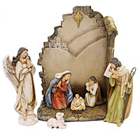 (38059) Christmas Nativity With Back Wall, 12.25 Inch, Joseph's Studion 66088