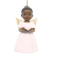 (38269) Holiday Ornament Singing Praise Angel Ornament, 4.00 Inch, African American Religious 19010.