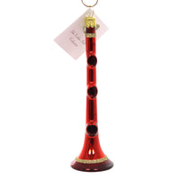 (38590) Golden Bell Collection Red Clarinet, 5.00 Inch, Hand Painted Nvv114