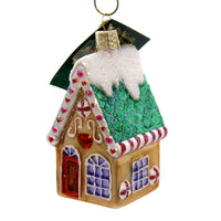 (38923) Old World Christmas Cookie Cottage, 3.50 Inch, Gingerbread Peppermint Ornament 20064.