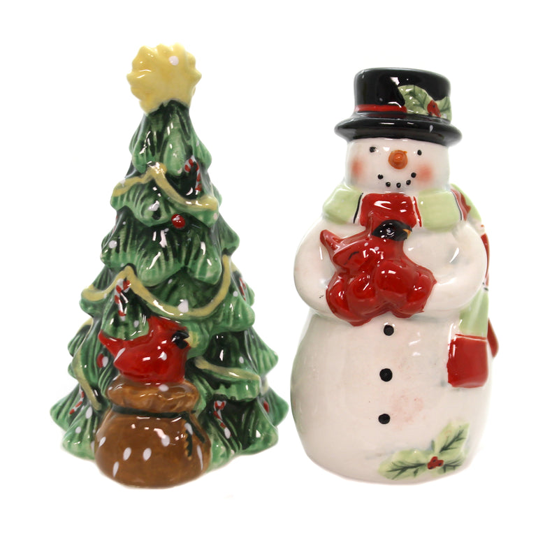 Tabletop Starry Night Salt & Pepper Set Ceramic Snowman Tree 22853 ...