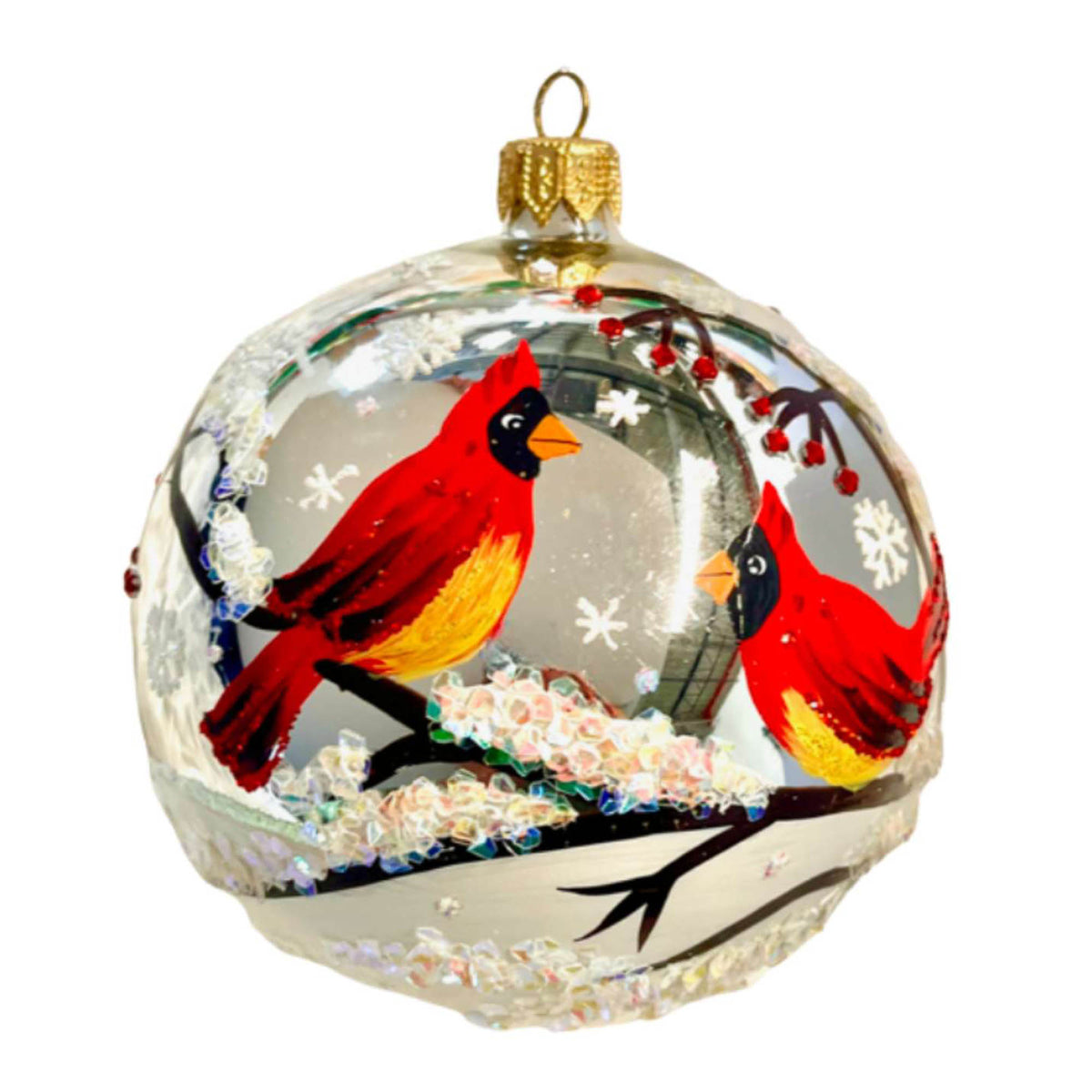 (63942) Pre-Order The Ornament King Christmas Cardinals, 4.00 Inch, Bird Winter Ball Ornament 47011