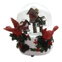 (39127) Christmas Cardinal Birdhouse Snowglobe, 5.50 Inch, Waterball Musical Red Birds 131922