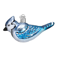 (39442) Old World Christmas Bright Blue Jay, 2.00 Inch, Bird Noisy Fearless 16121