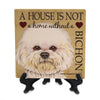 (40030) Animal Bichon - House, 4.00 Inch, Stone Coaster Easel 24608