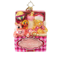 (40496) Christopher Radko Company Trunk Of Toys Baby Girl !, 4.75 Inch, Hope Chest Teddy Bear Ornament 1019882