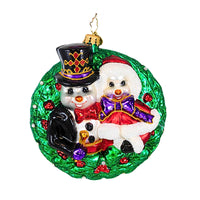 (40537) Christopher Radko Company Holy Rendezvous, 5.00 Inch, Ornament Snowman Couple Wreath 1019955