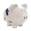 (40744) Bank White Construction Piggy Bank, 7.75 Inch, Crane Backhoe Truck 3617Wt