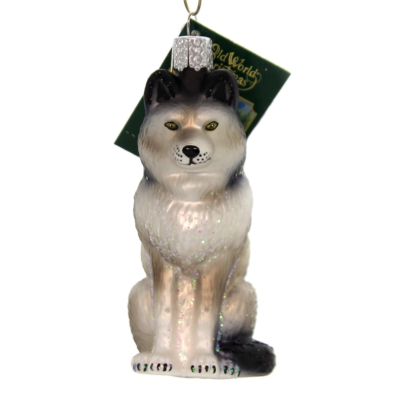 (40908) Old World Christmas Sitting Wolf, 1.75 Inch, Ornament Wise Resourceful 12545