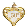 (40909) Old World Christmas 50Th Anniversary Heart, 3.25 Inch, Wedding Golden 30056