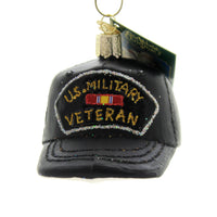 (40912) Old World Christmas Veterans Cap, 2.50 Inch, Us Military Service Ornament 32375.