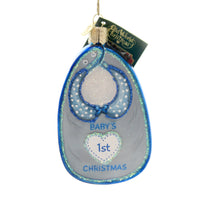 (41737) Old World Christmas Blue Baby Bib, 4.00 Inch, Babys First Christmas 32385