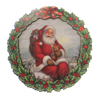 (41934) Christmas Santa Wreath/Wall Plaque, 18.50 Inch, Wreath Teddy Bear 131530