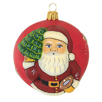 (42153) Vaillancourt Folk Art Red American Santa W/Tree, 3.25 Inch, Vaillancourt Jingle Ball Or19512