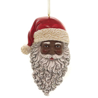 (42242) Holiday Ornament African American Santa Head, 4.50 Inch, Ethnic Christmas E0347