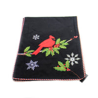 Christmas Black Table Runner W/Cardinal - - SBKGifts.com