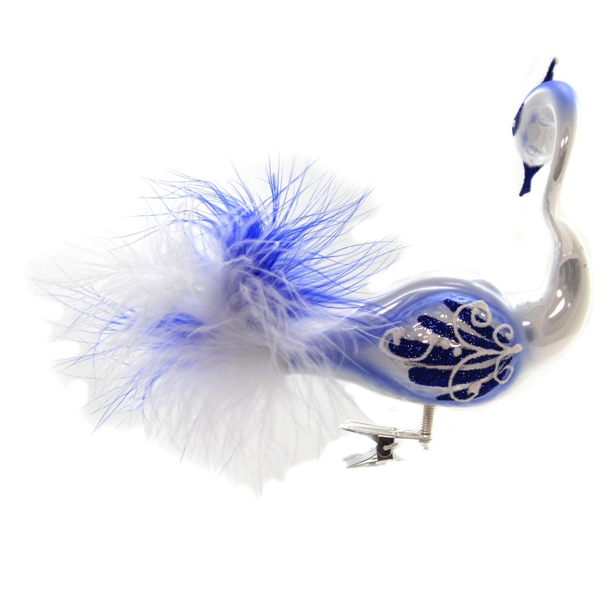 Golden Bell Collection Blue & White Clip On Peacock - - SBKGifts.com