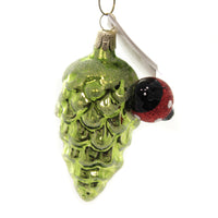 (42550) Golden Bell Collection Ladybig On Green Pinecone, 2.50 Inch, Ornament Czech Bug Lucky Pc703