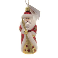 (42551) Golden Bell Collection Mini Red Russian Santa, 4.50 Inch, Ornament Czech Stars Staff St279