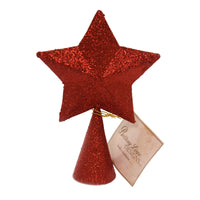 (43309) Christmas Red Glitter Star Tree Topper, 6.25 Inch, Finial Lc8392