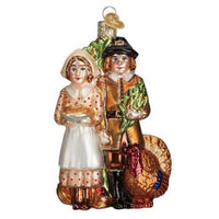 (43339) Old World Christmas Pilgrim Thanksgiving, 4.75 Inch, Ornament Autumn Feast Turkey 24156.