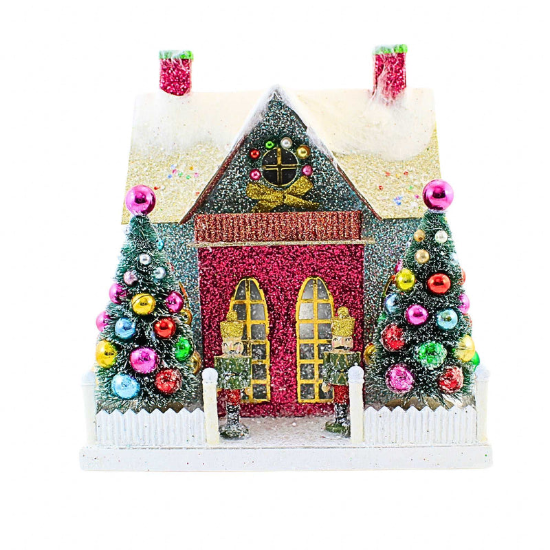 10.50 Inch Merry & Bright Glitter Chalet Putz House Nutcracker Christmas Hou287 (43504)