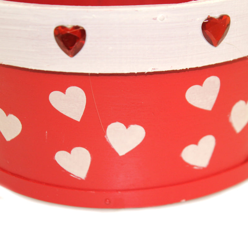 Valentine's Day Basket W/Red/White Hearts - - SBKGifts.com