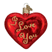 (43892) Old World Christmas I Love You Heart, 2.25 Inch, Ornament Valentines Red 30021