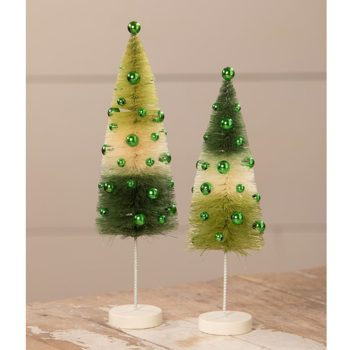 Saint Patricks Green Tri Color Bottle Brush Trees - - SBKGifts.com