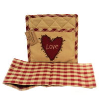 (44093) Tabletop Heart & Vine Potholder & Towel, 9.00 Inch, Valentine's Day 03761