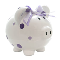 (44212) Child To Cherish Purple Multi Dot Bank, 7.75 Inch, Piggy Money Saving 3606Pp