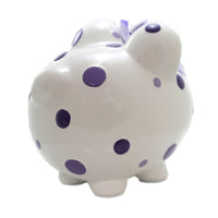 (44212) Child To Cherish Purple Multi Dot Bank, 7.75 Inch, Piggy Money Saving 3606Pp