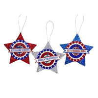 (44376) Bethany Lowe American Glitter Star Ornament, 3.25 Inch, Flag Usa Banner Tf9109