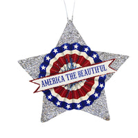 (44376) Bethany Lowe American Glitter Star Ornament, 3.25 Inch, Flag Usa Banner Tf9109