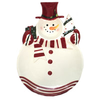 (45115) Tabletop Snowman Serving Platter, 15.50 Inch, Christmas Present Tree 61004.